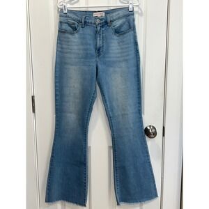 Lucky Brand Stevie High Rise Flare Jeans Light Wash Raw Hem Blue Denim 10/30 A